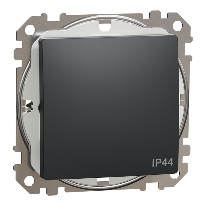 Вимикач, Sedna Design&Elements, Одноклавішний вимикач, 10АX, IP44, чорний, чорний (ral 7021), Schneider Electric, [SDD214101]