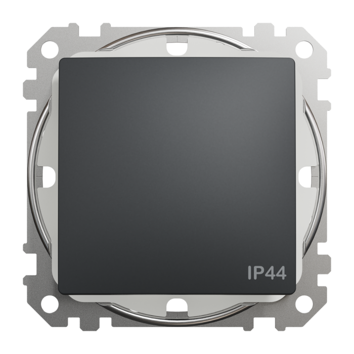 Вимикач, Sedna Design&Elements, Одноклавішний вимикач, 10АX, IP44, чорний, чорний (ral 7021), Schneider Electric, [SDD214101]