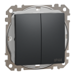 Вимикач, чорний, 2-клавішний, 10 А, Sedna design&elements - Schneider Electric [SDD214105]