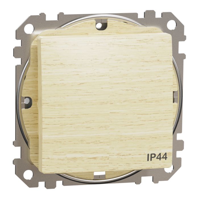 Вимикач, Sedna Design&Elements, Одноклавішний вимикач, 10АX, IP44, береза, колір березового дерева, Schneider Electric, [SDD280101]