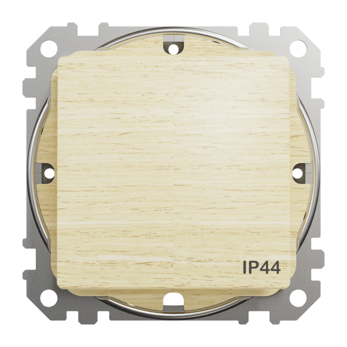 Вимикач, Sedna Design&Elements, Одноклавішний вимикач, 10АX, IP44, береза, колір березового дерева, Schneider Electric, [SDD280101]
