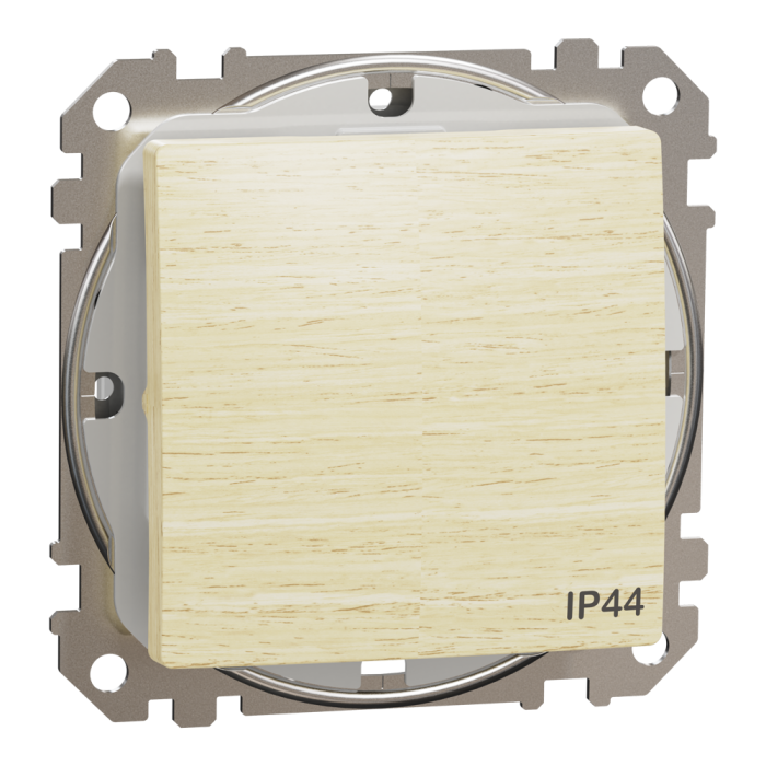 Вимикач, Sedna Design&Elements, Одноклавішний перемикач 10 АХ, IP44, колір березового дерева, Schneider Electric, [SDD280106]