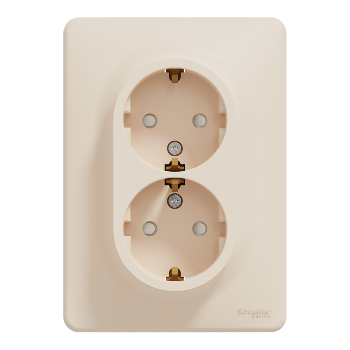 Розетка, Sedna Design&Elements, Подвійна розетка з заземленням та зі шторками Бежевий Sedna Design, бежевий (ral 1013), Schneider Electric, [SDD312221]