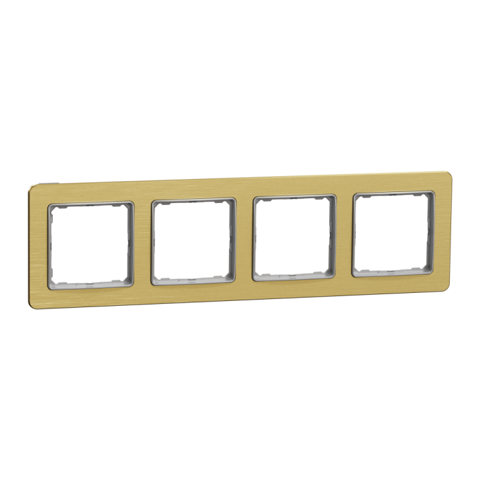 Рамка, Sedna Design&Elements, 4-постова Матове золото Sedna Elements, шліфоване золото, Schneider Electric, [SDD371804]