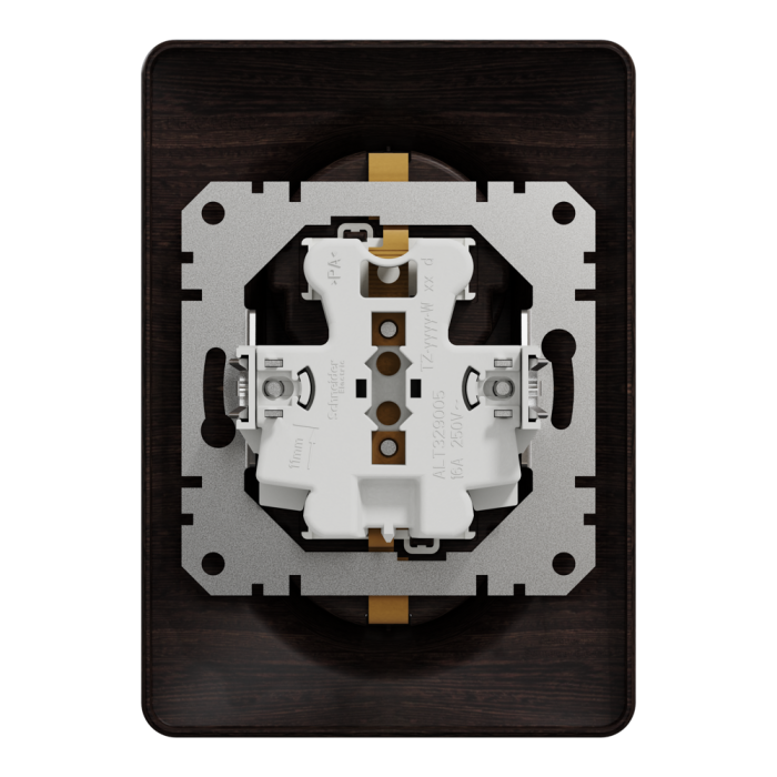 Розетка, Sedna Design&Elements, Подвійна розетка з заземленням та шторками, колір дерева венге, Schneider Electric, [SDD381221]