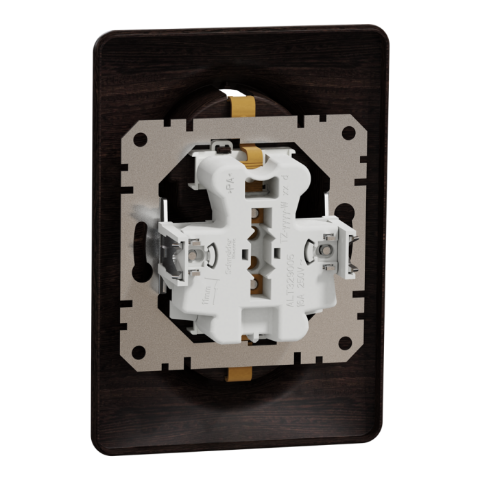 Розетка, Sedna Design&Elements, Подвійна розетка з заземленням та шторками, колір дерева венге, Schneider Electric, [SDD381221]