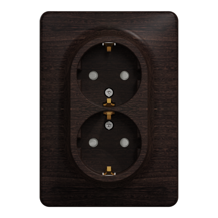 Розетка, Sedna Design&Elements, Подвійна розетка з заземленням та шторками, колір дерева венге, Schneider Electric, [SDD381221]