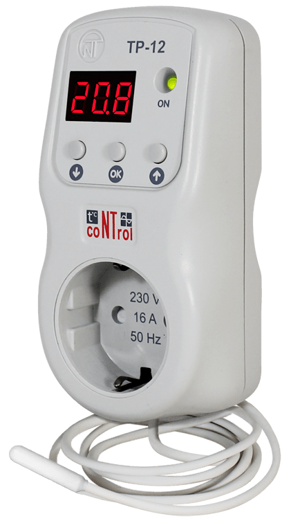 Терморегулятор в розетку ТР-12-3 10см, Новатек-Електро