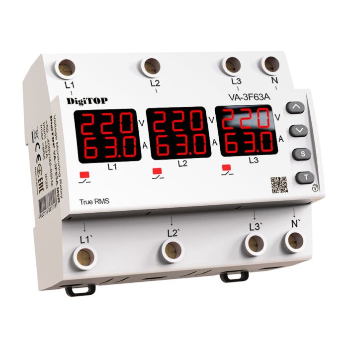 Реле напруги з контролем струму VА-3F63A M6R DigiTOP