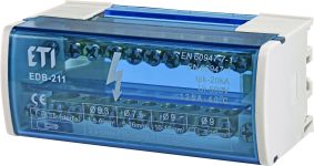 Блок розподільчий EDB-211 2p, L+PE/N, 125A (11 виходів), ETI [001102301]