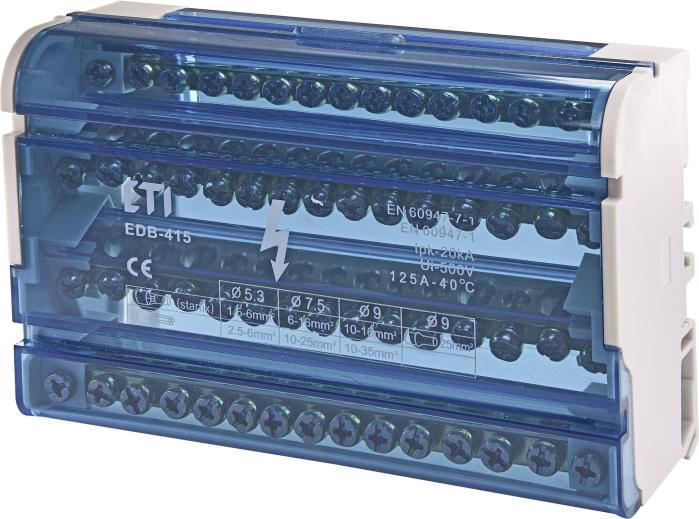 Блок розподільчий EDB-415 4p, 3L+PE/N, 125A (15 виходів), ETI [001102305]