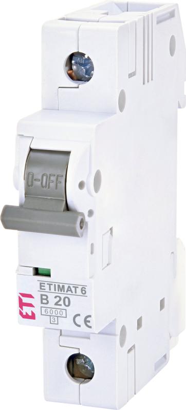 Автоматичний вимикач ETIMAT 6 1p 20А, тип B, 6 kA, ETI [002111517]