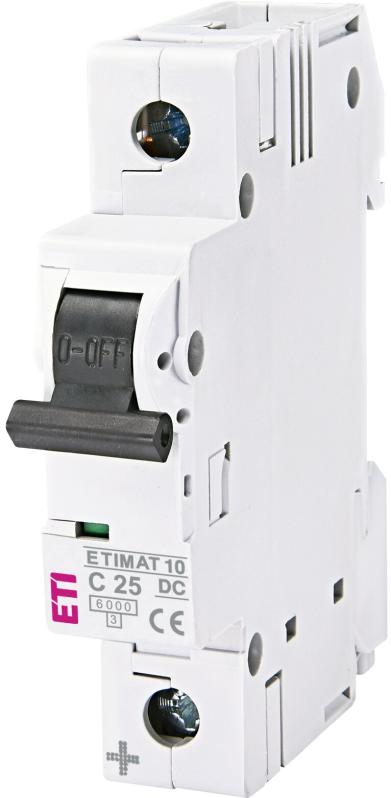 Автоматичний вимикач ETIMAT 10 DC 1p 25A, тип C, 6kA, ETI [002137718]