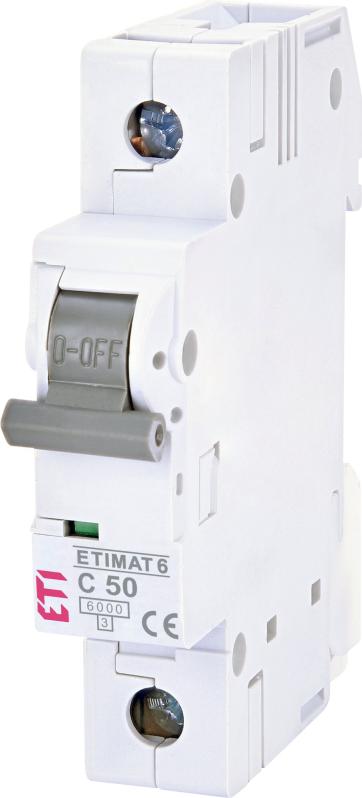 Автоматичний вимикач ETIMAT 6 1p 50А, тип C, 6 kA, ETI [002141521]