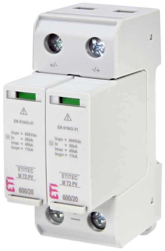 Обмежувач перенапруги ETITEC M T2 PV 600/20 (для PV систем), ETI [002440620]