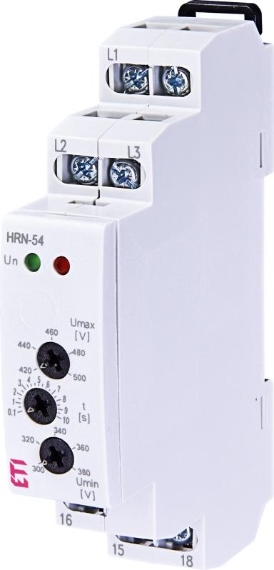 Реле контролю напруги і послідовності фаз HRN-54 3x400AC (3F, 1x8A_AC1) без нейтралі, ETI [002471416]