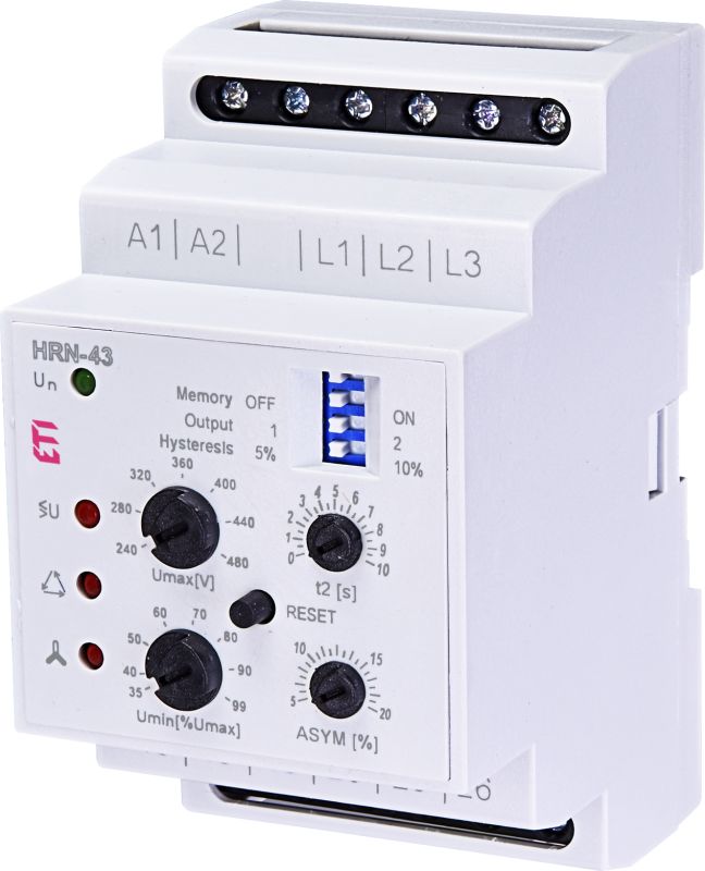 Реле контролю напруги HRN-43 400V AC (3F, 2x16A_AC1) без нейтралі, ETI [002471419]