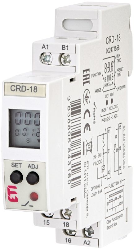 Багатофункціональне цифрове реле часу CRD-18 24-240V AC/DC (1x8A_AC1), ETI [002471558]