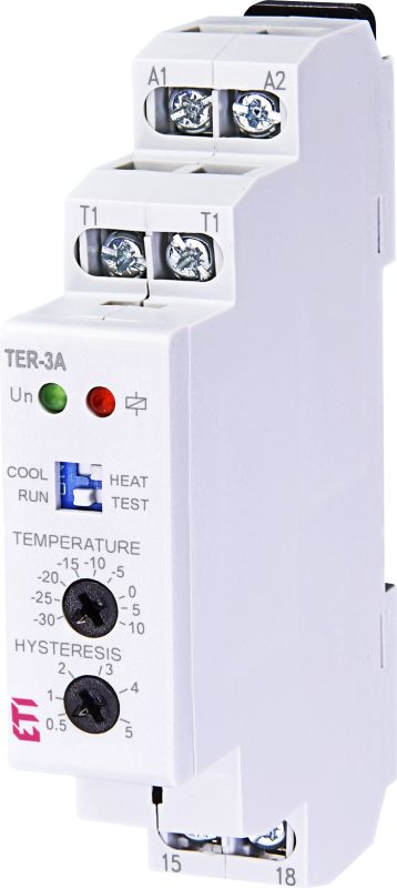 Термостат TER-3 А, від (-30 до +10 C), 24-240 AC/DC (1x16A_AC1), ETI [002471801]