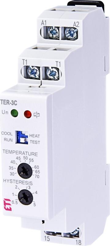Термостат TER-3 С, від (+30 до +70 C), 24-240 AC/DC (1x16A_AC1), ETI [002471802]