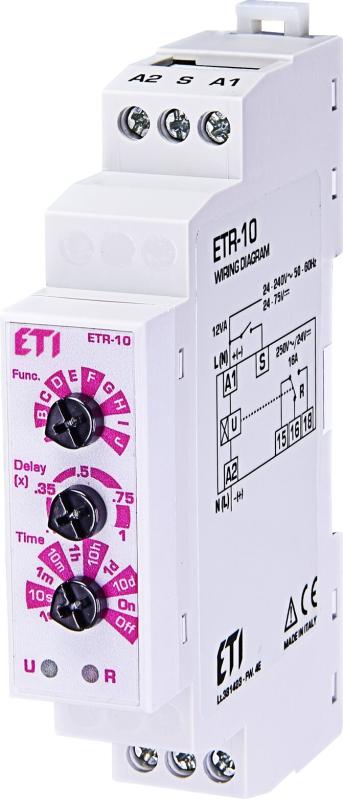 Багатофункціональне реле часу ETR-10 24-240V AC/24-75V DC (1x16A_AC1), ETI [002472200]