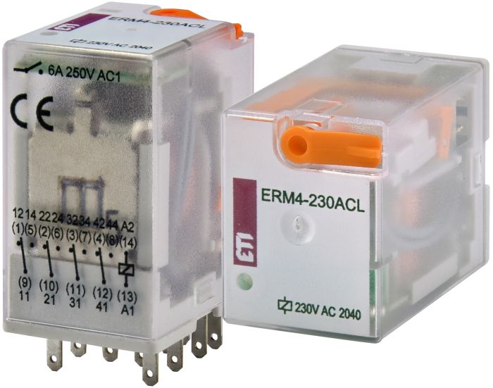 Реле електромеханічне ERM4-230AC, 4p, ETI [002473010]