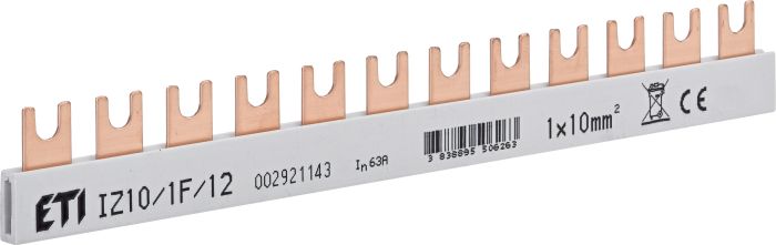 Шина живлення вилочна IZ 10/1F/12, 63А, 1P, 0.21 метр, 12 мод, ETI [002921143]