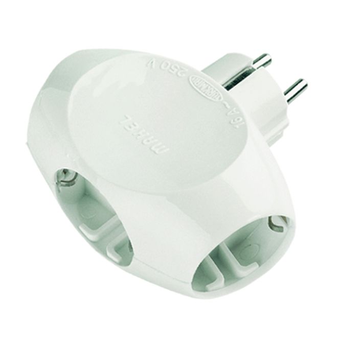 Розетка потрійна (трійник) із з/к, 3 гнізда, білий, Makel [10015]