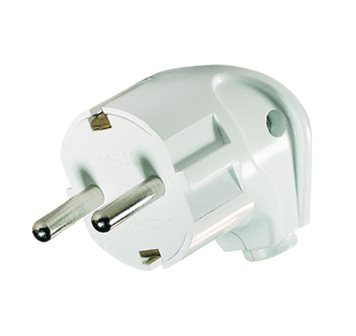 Вилка штепсельна кутова із з/к, білий, Makel [10027]