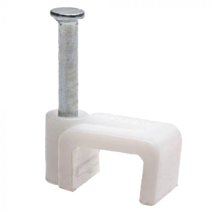 Скоба (кліпса) кабельна плоска F-6 біла (100шт), TAKEL [502343]