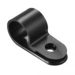 Скоба кабельна під гвинт 1/4R, чорна (100шт), TAKEL [502372ч]