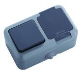 Розетка + вимикач з кришкою Nemliyer, із з/к, без шторок, сірий, Makel [18150]