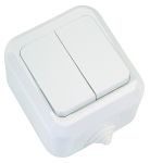 Вимикач двоклавішний, без підсвітки, білий, Makel [18301]