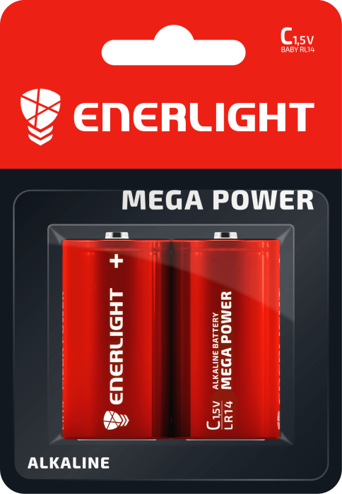Батарейка Mega Power C, BLI 2 шт, Enerlight [90140102]