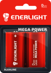 Батарейка Mega Power D, BLI 2 шт, Enerlight [90200102]