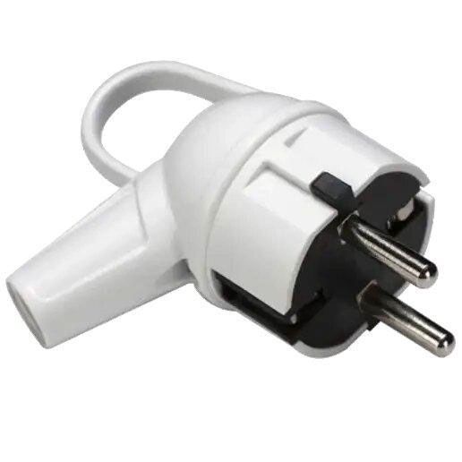 Вилка штепсельна кутова з кільцем з з/к, білий, Makel [10037]