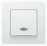 Вимикач одноклавішний Lillium Natural Kare, з підсвіткою, білий, Makel [32001021]