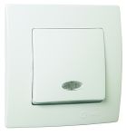 Вимикач прохідний одноклавішний Lillium Natural Kare, з підсвіткою, білий, Makel [32001025]