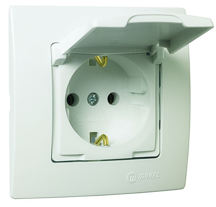 Розетка з кришкою Lillium Natural Kare, із з/к, без шторок, білий, Makel [32001029]