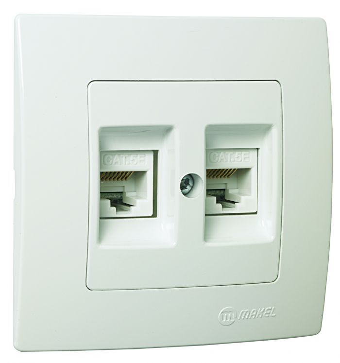 Розетка комп’ютерна подвійна Lillium Natural Kare, білий, Makel [32001036]