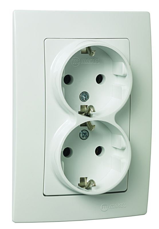 Розетка подвійна із з/к Lillium Natural Kare, без шторок, білий, Makel [32001057]