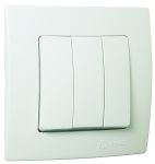 Вимикач триклавішний Lillium Natural Kare, без підсвітки, білий, Makel [32001091]