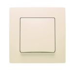 Вимикач прохідний одноклавішний Lillium Natural Kare, без підсвітки, кремовий, Makel [32010005]