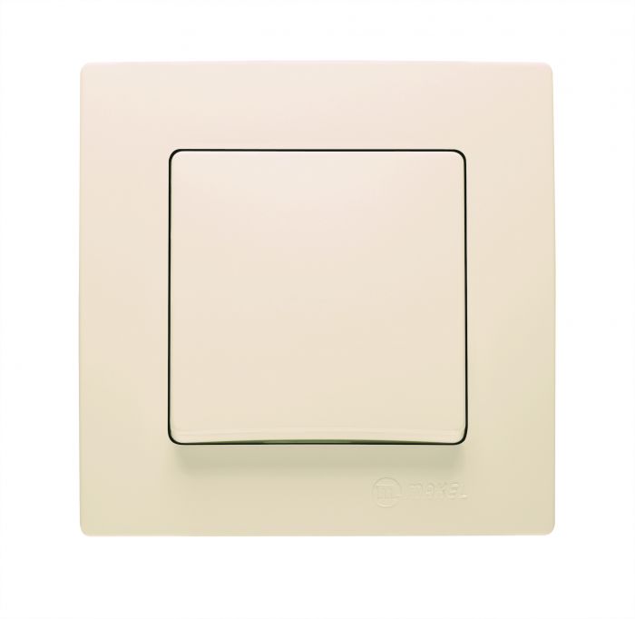 Вимикач прохідний одноклавішний Lillium Natural Kare, без підсвітки, кремовий, Makel [32010005]
