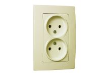 Розетка подвійна без з/к Lillium Natural Kare, без шторок, кремовий, Makel [32010017]