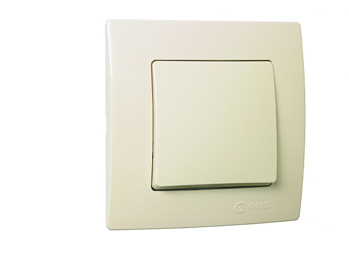 Вимикач перехресний одноклавішний Lillium Natural Kare, без підсвітки, кремовий, Makel [32010020]