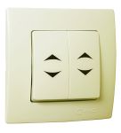 Вимикач прохідний двоклавішний Lillium Natural Kare, без підсвітки, кремовий, Makel [32010026]