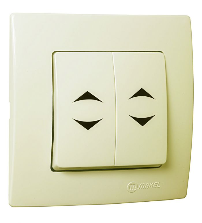 Вимикач прохідний двоклавішний Lillium Natural Kare, без підсвітки, кремовий, Makel [32010026]
