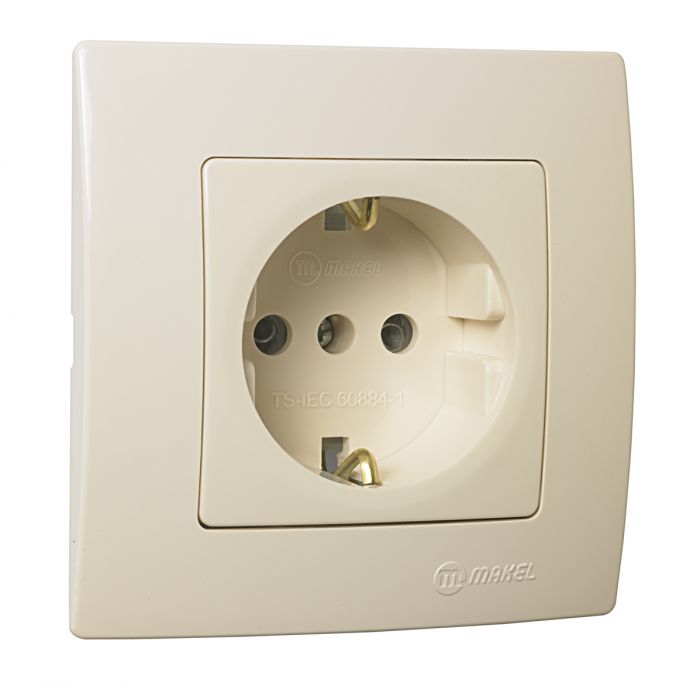 Розетка із з/к Lillium Natural Kare, зі шторками, кремовий, Makel [32010058]