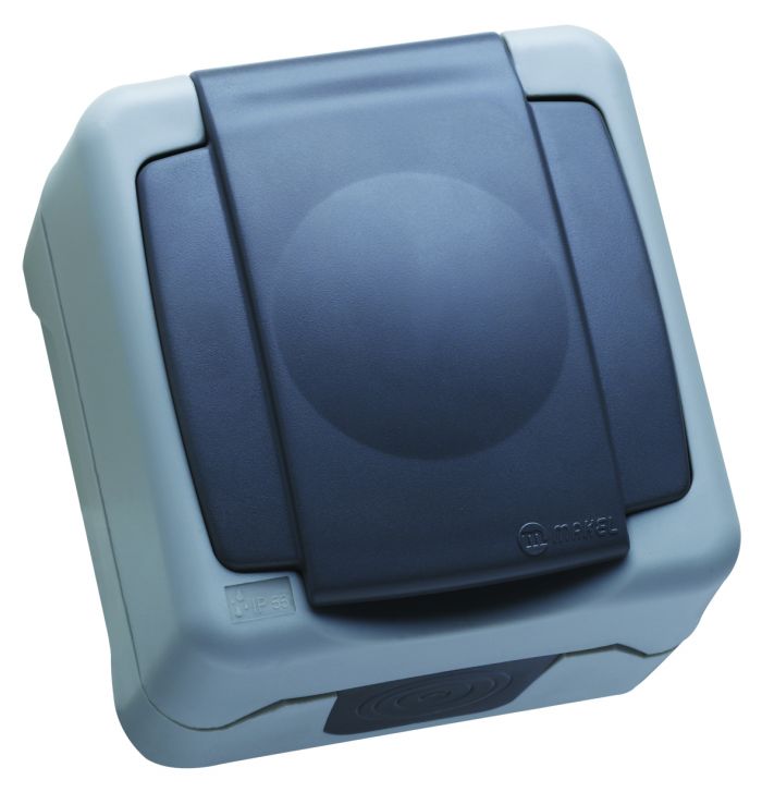 Розетка з кришкою із з/к Nemliyer Plus, без шторок, IP55, сірий, Makel [36064029]